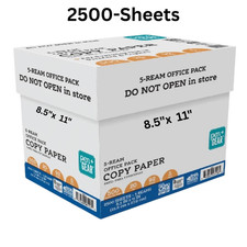 Pen Gear Copy Paper, 8.5" x 11", 92 Bright, 20 lb., 5 Reams 2,500 Sheets 