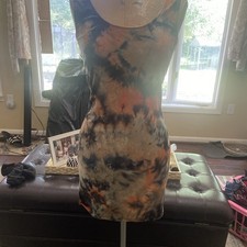 Heart Hips Women's Polyester Spandex Tie Dye Summer Dress Size L