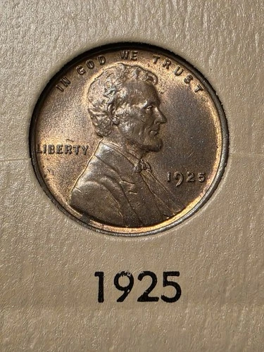 1925 P Lincoln Wheat Penny. SHARP STRIKE , BOLD OBVERSE /HIGH GRADE  AU ++ RED++
