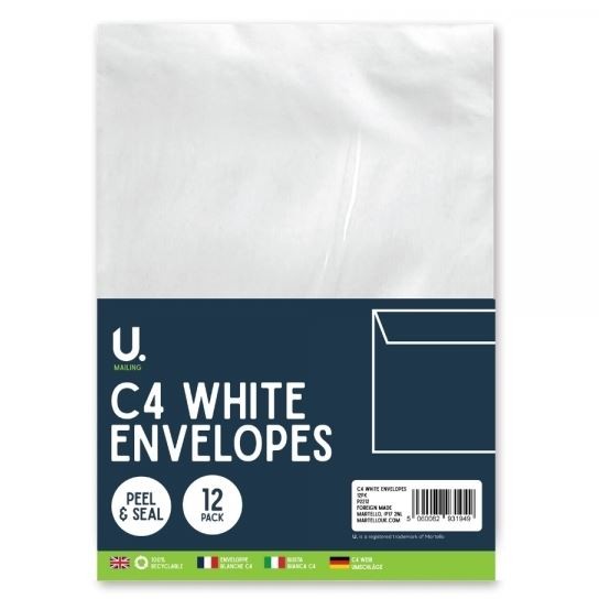 Martello U.Mail White Envelopes C4 12pk