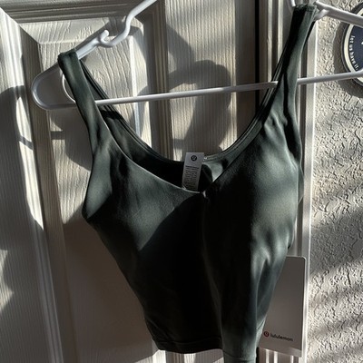 lululemon Align Tank Size 2 Green V-Neck Cropped Built-In Bra Stretch