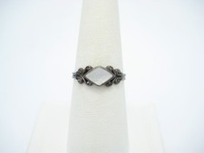 Sterling Silver 6.4mm White Mother Of Pearl Inlay Scroll Design Ring Size 8