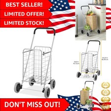 Heavy-Duty Utility Shopping Cart with Comfortable Foam Handle - 60 lbs Capacity