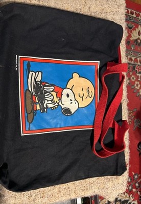 Vintage Snoopy Tote Bag 80's Determined Productions Inc Size Hand Bag Red Great 