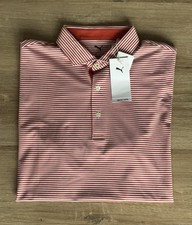 Puma Golf Shirt Polo Isle Pique Red Fire White NWT MSRP 85 Medium Fowler