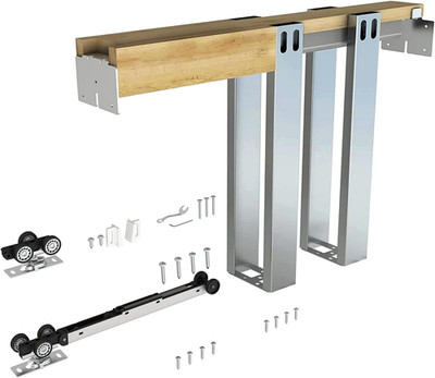 Pocket Door Frame Kit 36x80 with Soft Close Mechanism Steel Studs for 24-36 Inch