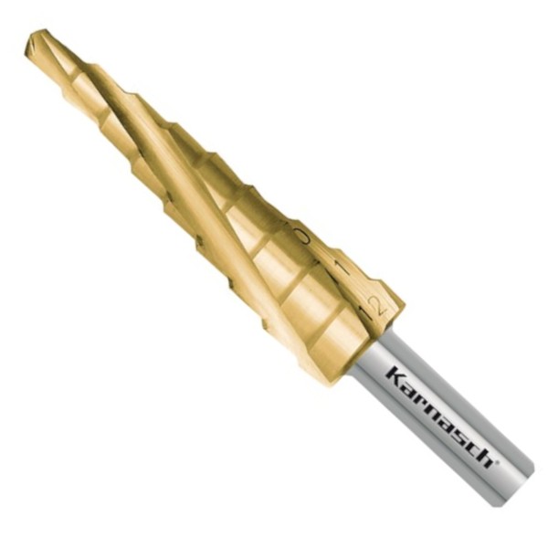 Stufenbohrer Spirale, HSS-XE Tin Gold Beschichtet, Ø=4-12 Mm, Cbn, 3 Schneiden-image