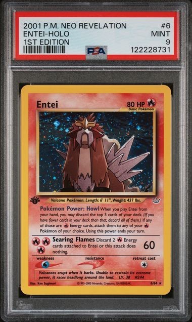 PSA 9 - 2001 Pokemon Neo Revelation 1st Edition ENTEI HOLO #6 (8791)