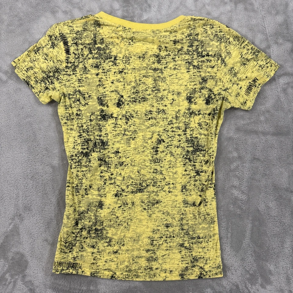 Top Vaquera Rock and Roll Mujer L Y2K Estilo Aflicción Grunge Amarillo Negro Foto 2 de 4