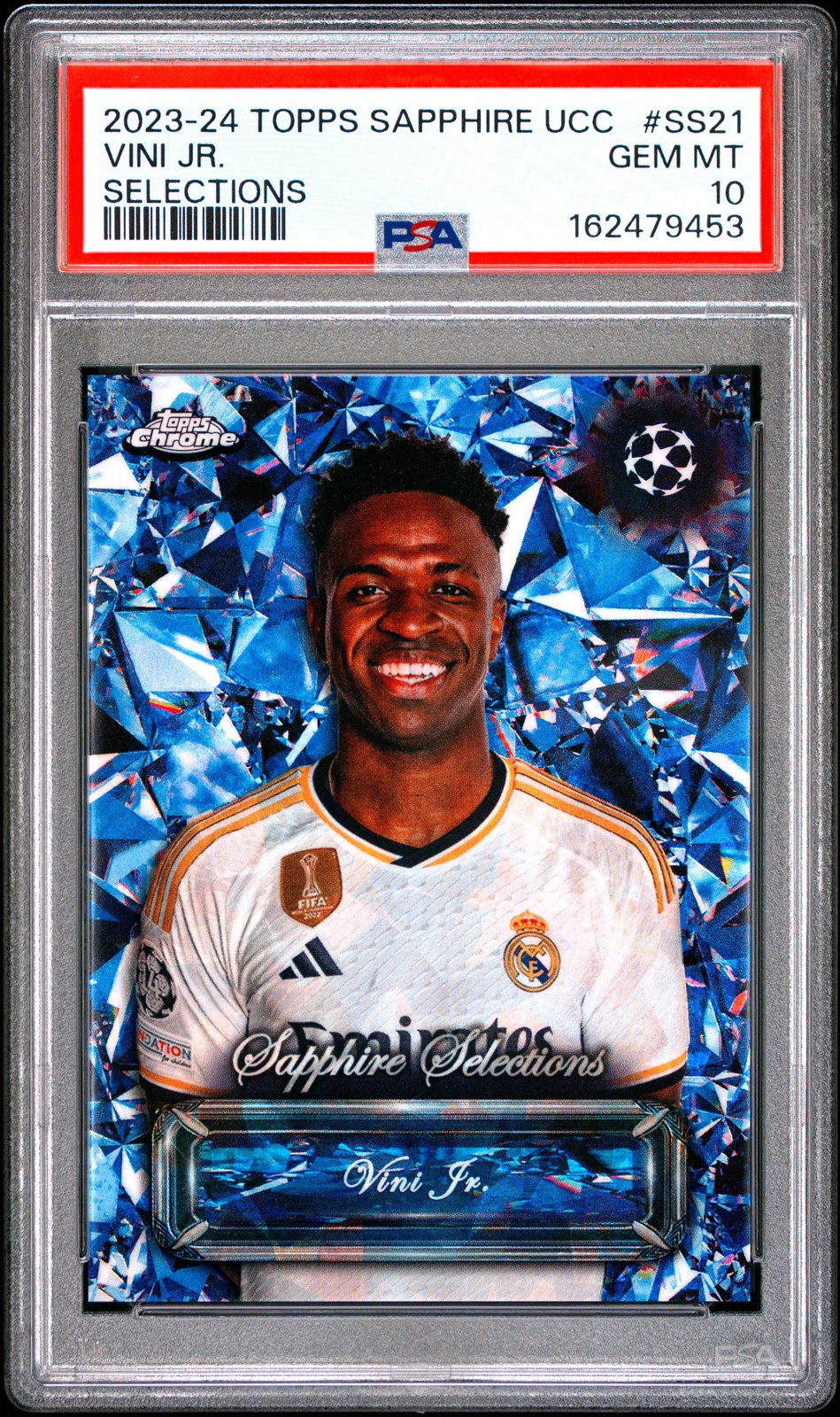 162479453 Vini Jr 2023 Topps Chrome Sapphire UEFA #SS-21 Selections PSA 10