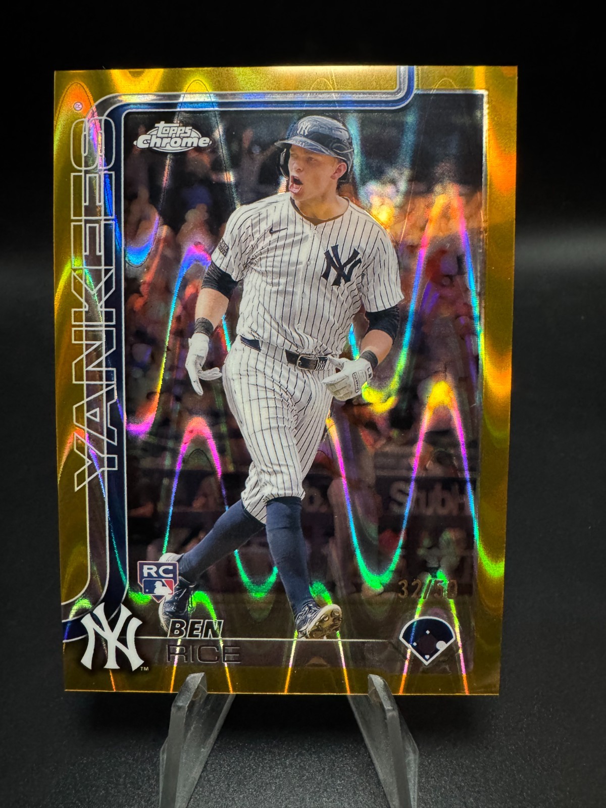 Ben Rice - Gold RayWave /50 Refractor - 2025 Topps Chrome Rookie RC #139 - 32/50