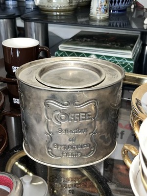 Schöne alte Kaffeedose Messing versilbert Coffee Selection of Best Arabica Plant