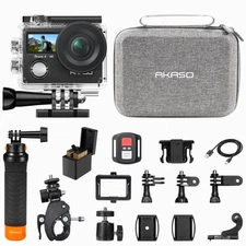 AKASO Brave 4 Action Camera with Waterproof Floating Hand Grip and Carry Bag ...