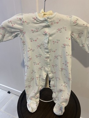 Little Me Floral Cotton Coverall One-Piece Long Sleeve Snap 9 Months