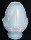 Fenton White Iridized Opalescent Beaded Daisy Fairy Lamp HTF