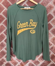 Women’s Green Bay Packers Junk Food Thermal Shirt Large Green Soft Long Sleeve