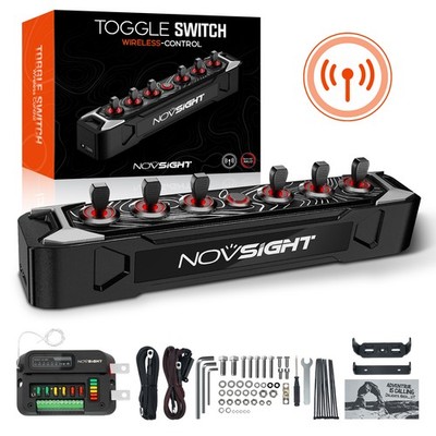 NOVSIGHT CYBER Series 6-Gang Toggle Switch Panel Wireless-Control Type-C Input