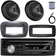 Pyle Single-DIN Boat CD Receiver W/Kit  Adapter Plate, 2x 8'' 180W Max Speakers
