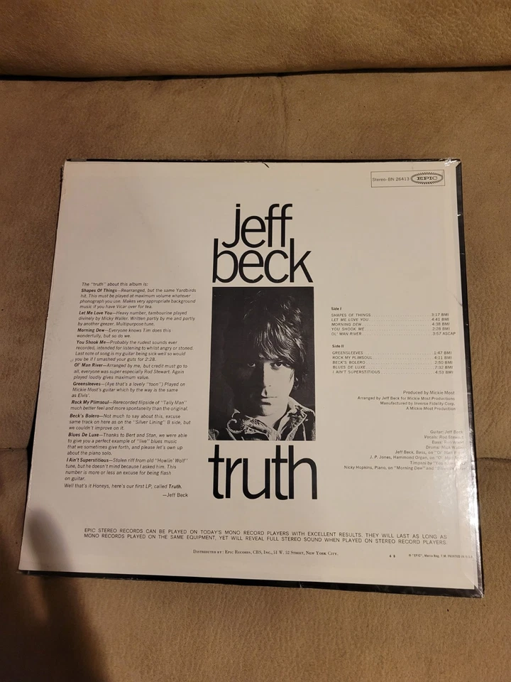 1968 FACTORY SEALED ORIGINAL NEW FIRST PRESS JEFF BECK TRUTH  GEM MINT  BN26413 Foto 3 de 4