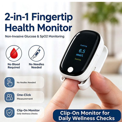 2-In-1 Fingertip Blood Glucose And Oxygen Monitor Spo2 Glucose Meter Pulse Rate