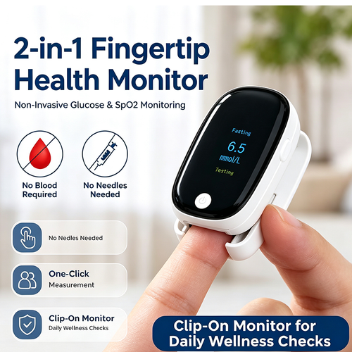 2-In-1 Fingertip Blood Glucose And Oxygen Monitor Spo2 Glucose Meter Pulse Rate - Afbeelding 2 van 9