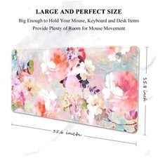 Floral Office Desk Mat 35.5 x 15.7", Pink Flowers