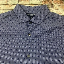 Mizzen+Main Shirt Adult L Blue Geometric Leeward Trim Fit Preppy Casual Mens