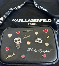 Karl Lagerfeld Maybelle Pin Crossbody Double Zipper New With GIFT Box!!