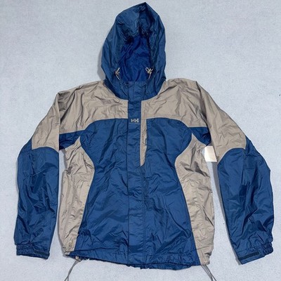 Helly Hansen Packable Windbreaker Jacket Hooded Blue Gray Mens Size Small