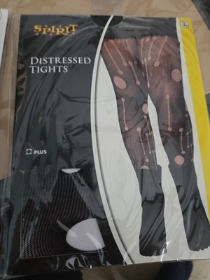 Spirit Costume Halloween Distressed Tights Black, Plus Size, I1