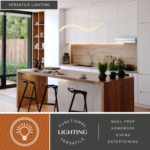 Vaxcel Lighting P0428 38"W LED Linear Chandelier - Gilded Brass - Picture 8 of 10