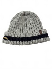 American Eagle Gray and Navy Ribbed Knit Beanie Hat