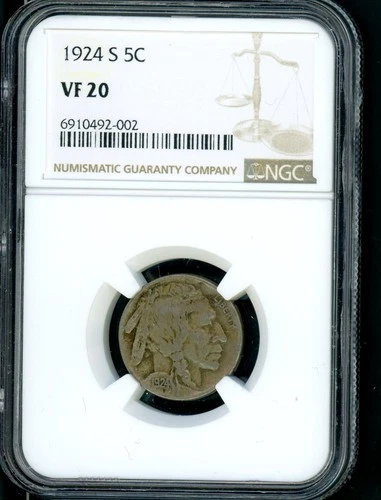 UNITED STATES 1924-S BUFFALO NICKEL COIN NGC VF 20      A8