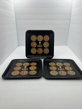Set Of 3 VINTAGE PHARMACY TRAY WITH FOLK ART DESIGNS MCM Merck Sharp & Donne