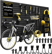 Slatwall Paneling 4X8 FT, PVC Slat Wall Panels with 16 Hooks Heavy-Duty Garage O