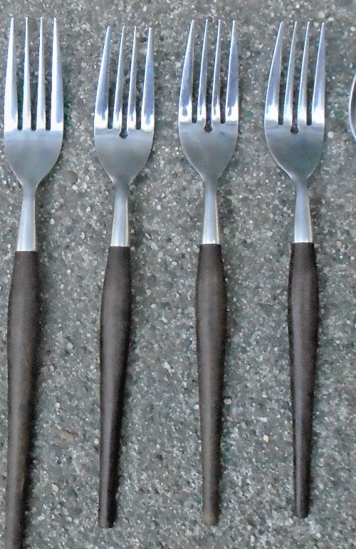 10 件套老式炉边餐具叉子和勺子棕色手柄不锈钢日本 — 第 3/4 张图片