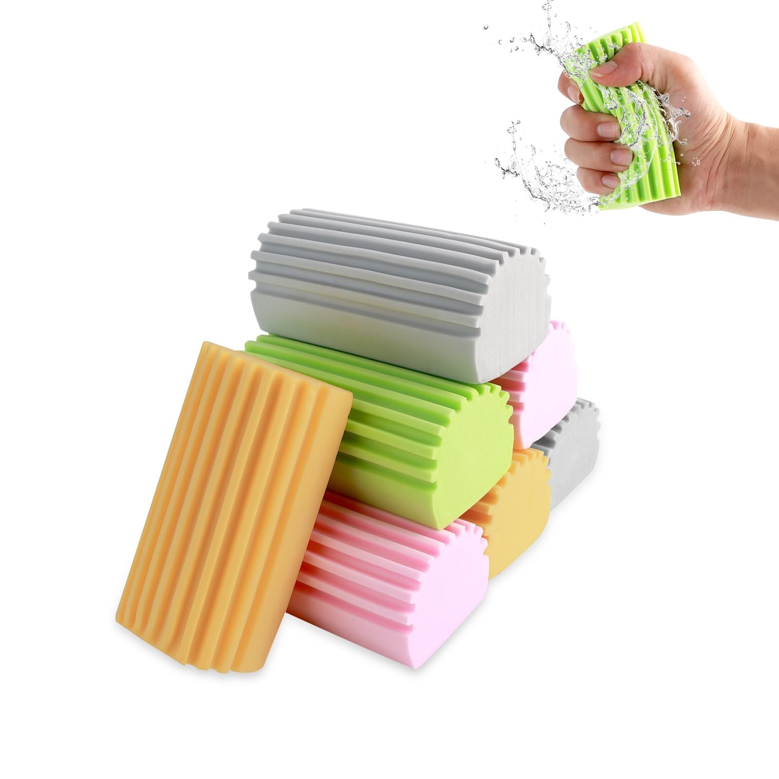 Damp Duster Éponge Nettoyage Humide Lavable Poussière Poils Animaux x8