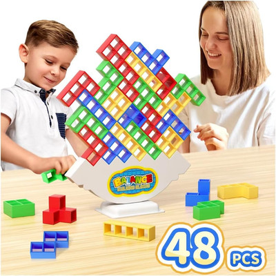 48 Pcs Game Gifts, Balance Stacking Blocks Game，Perfect for Family, Parties, Tra