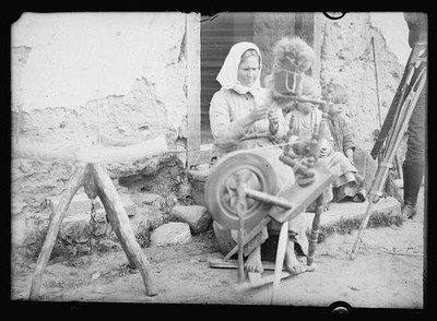 Lithuania Latvia Estonia 1920 Baltic States Woman Spinning Wheel Red Cross
