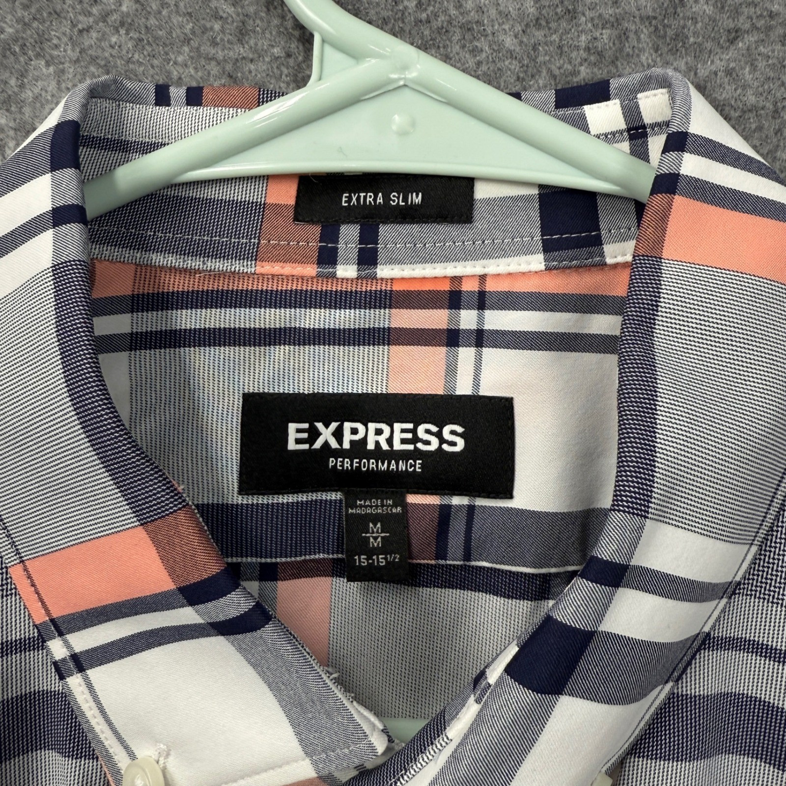 Express Performance Extra Slim Fit Plaid Shirt Me… - image 2