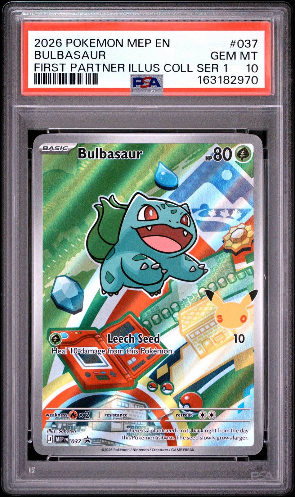 2026 POKEMON MEP FIRST PARTNER ILLUSTRATION COLLECTION #037 BULBASAUR PSA 10