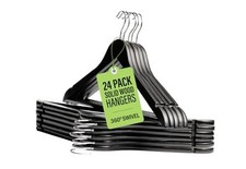 Wooden Hangers Durable  Slim Coat Hanger Suit Hanger with 360 24 Pack Black