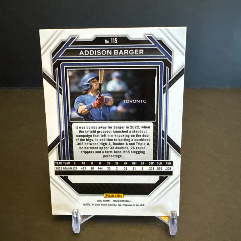 2023 Panini PRIZM SILVER AUTOGRAPHED (in person) #115 Addison Barger EX/NM - Image 2 of 2