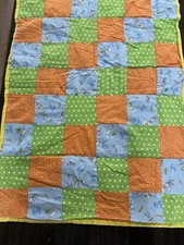 Vintage handmade Bugs Bunny Baby Quilt Bright Colors Crib Size