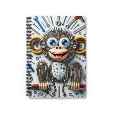 Spiral Notebook Ruled Line Monkey Constructed of Tools Design 8, Gift