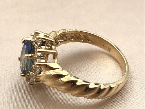 $2,100 1.6CT NATURAL TANZANITE &DIAMOND COCKTAIL/ENGAGEMENT RING 14K YELLOW GOLD - Picture 7 of 9