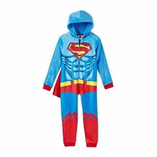 Superman Superhero Costume Style Minky Fleece Hooded Pajama Sleeper
