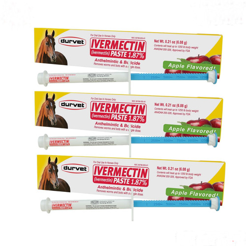 New Listing3 Packs Paste Wormer 0.21 oz Horse Dewormer Durvet Apple Flavor Safe & Effective