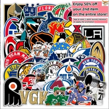 50pcs Waterproof Vinyl Stickers NHL Teams LOGO Hockey Luggage Phone Laptop Car