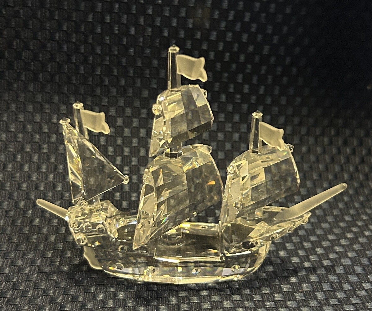 Swarovski Silver Crystal Santa Maria Ship Boat Figurine 162882